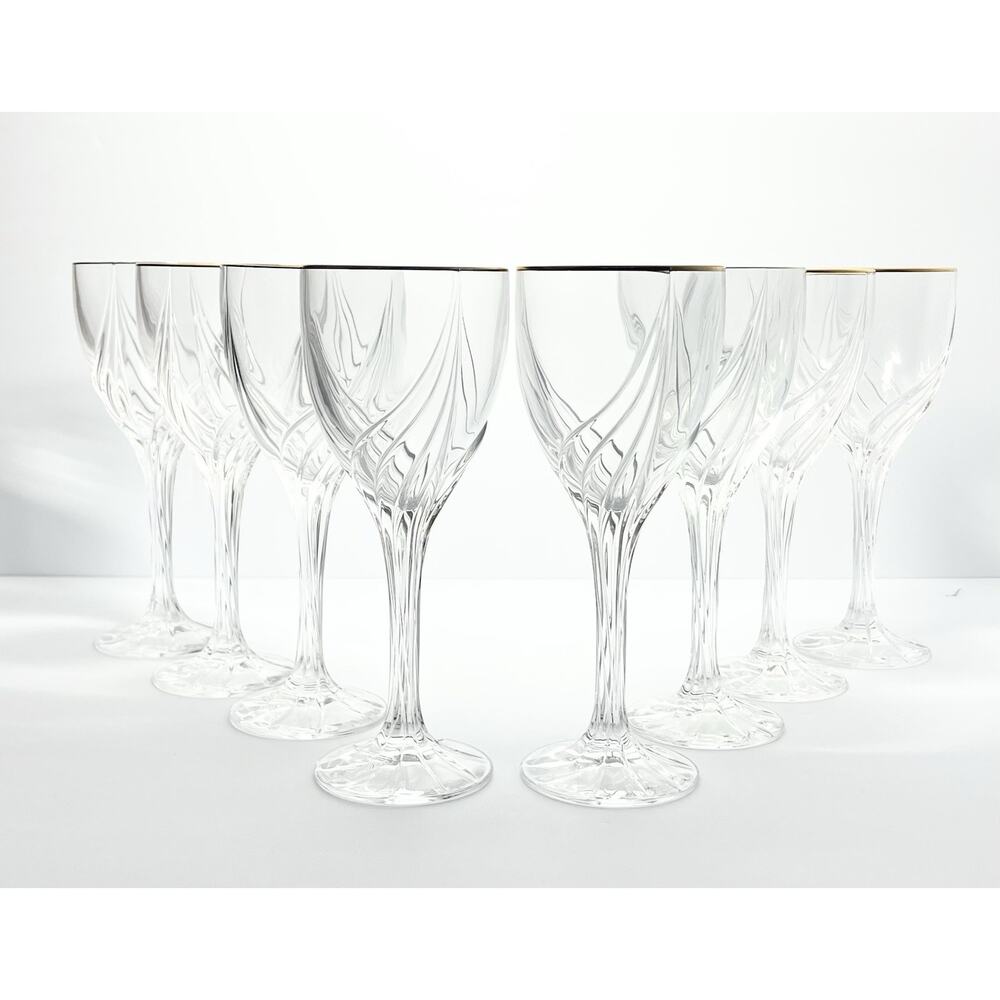 Lenox “Debut (Gold)” Set of 8 Crystal Wine Glasses 7 3/8” 7oz Signed - Picture 2 of 7